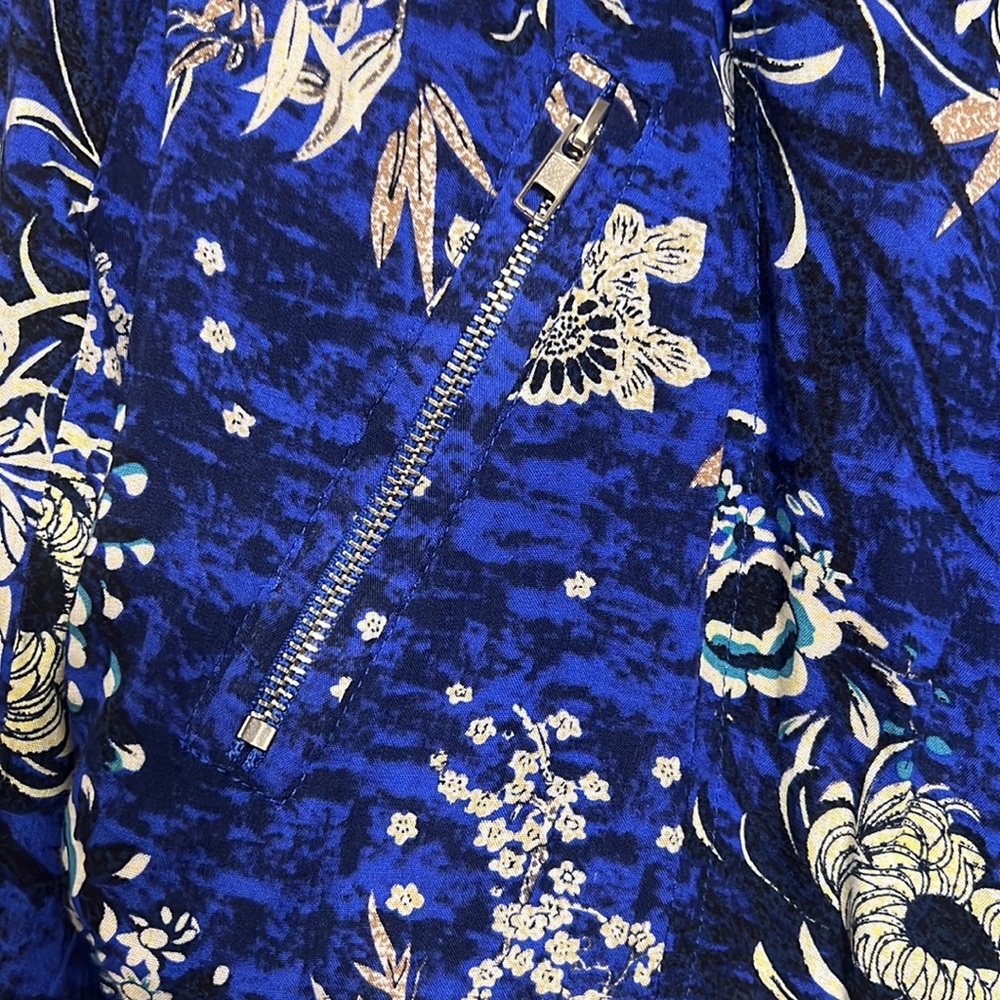 Jaase Boho Floral Cropped Blue Zipper Jacket EUC - Picture 3 of 10